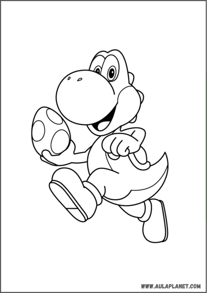 yoshi dengan telur untuk diwarnai film mario