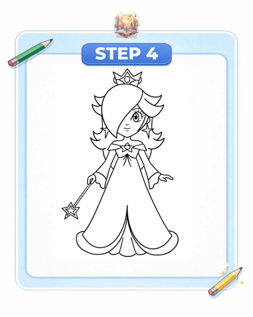 how to draw rosalina step 4 hands wand drawing