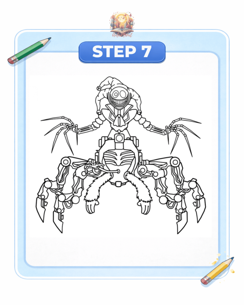 how to draw prototype 1006 step 7 left robotic legs