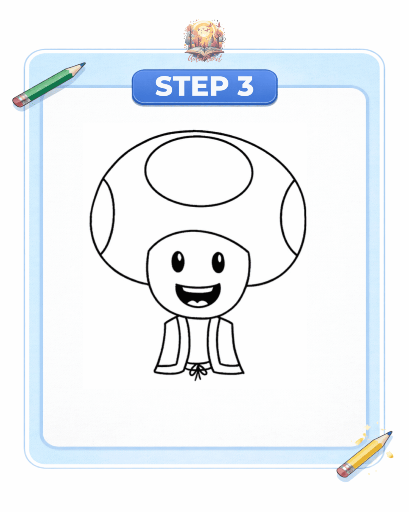 how to draw toad step 3 body vest belt details