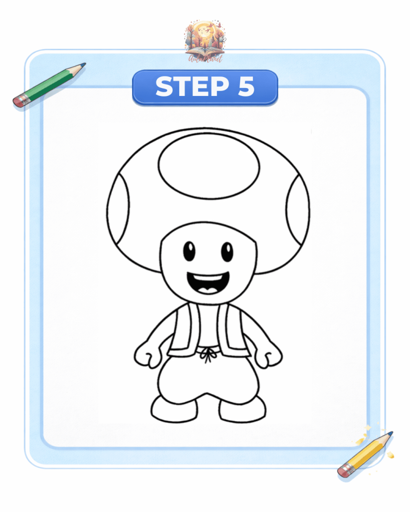 how to draw toad step 5 hands final sketch