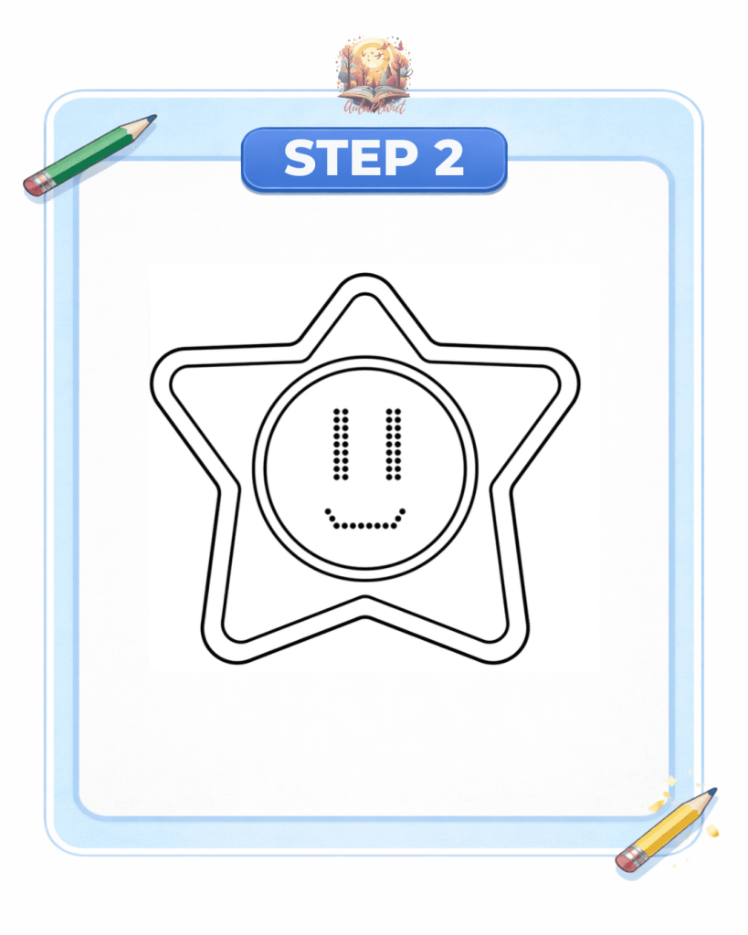 how to draw unnamed star device step 2 star shape double line