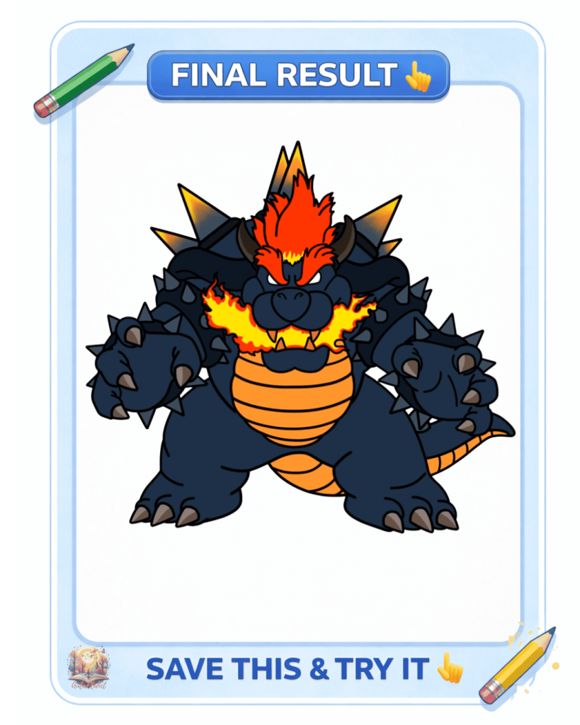 dibujo bowser furioso fury bowser terminado y coloreado bowsers fury