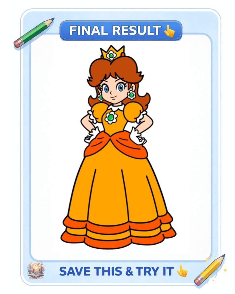 princess daisy finished colored drawing super mario galaxy the movie
