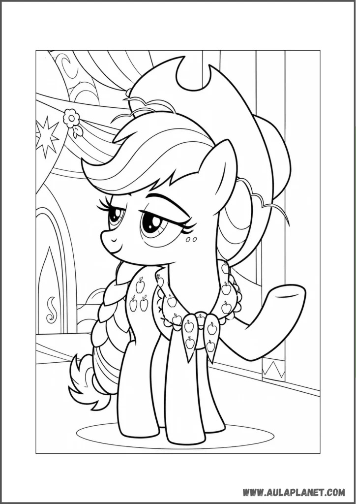 applejack con sombrero para colorear my little pony