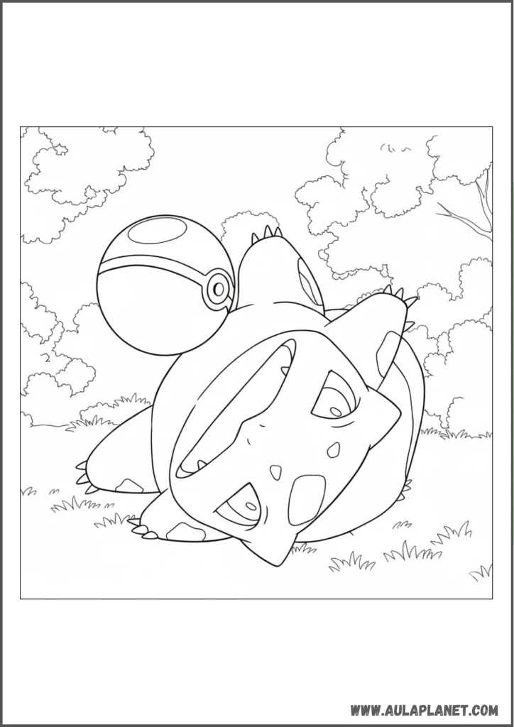 Bulbasaur with Poké Ball Coloring Page