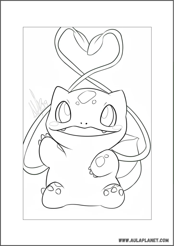 Heart Shaped Bulbasaur Coloring Page