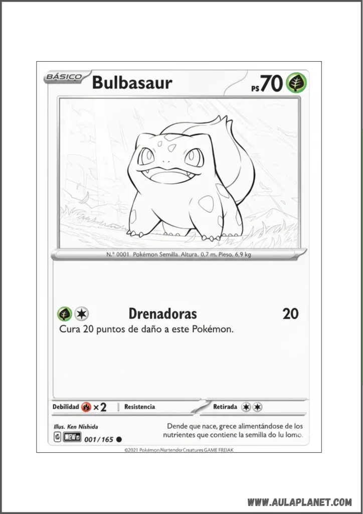 Bulbasaur Pokémon Card Coloring Page