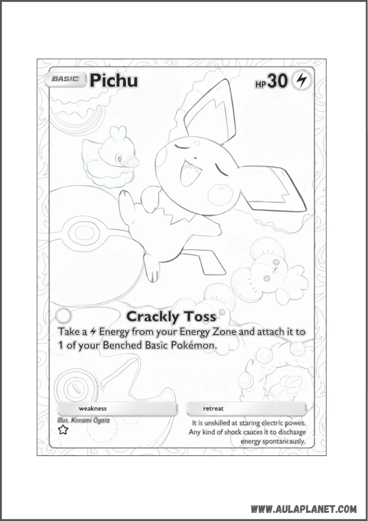 Carte Pokémon de Pichu à colorier