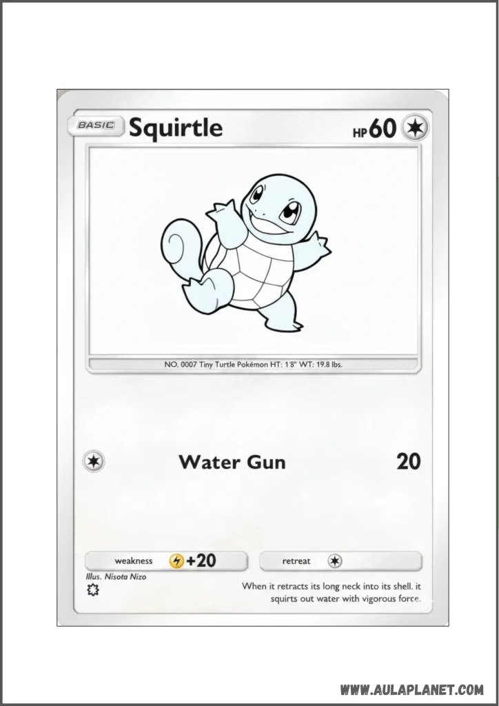 Carta de Squirtle para colorear