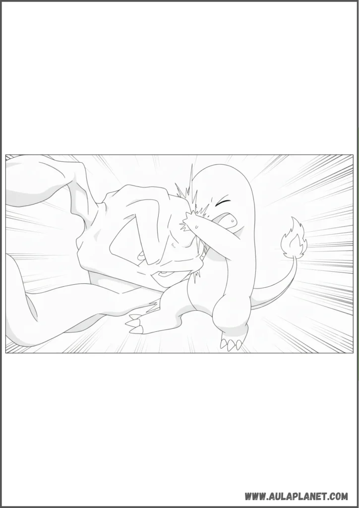 Charmander es golpeado por geodude para colorear