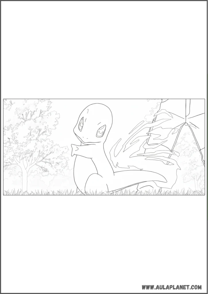 Charmander preparado para el combate para colorear