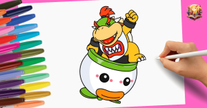 Comment Dessiner Bowser Jr. dans sa Koopa-Mobile (Clown Car) Étape par Étape | Super Mario Galaxy : Le Film
