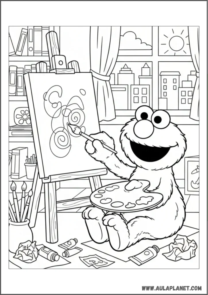 Elmo artista para colorear