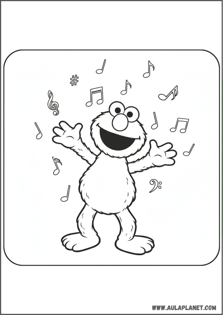 Elmo cantando para colorear