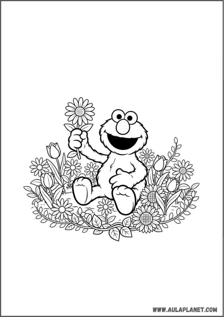 Elmo con flores para colorear