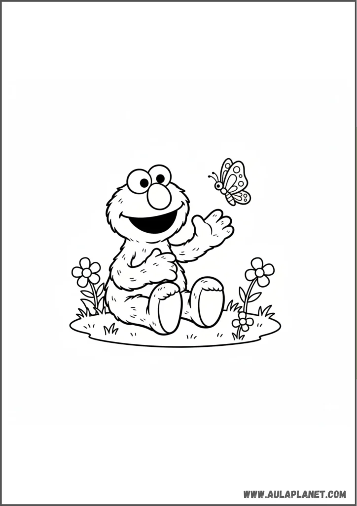 Elmo con mariposa para colorear