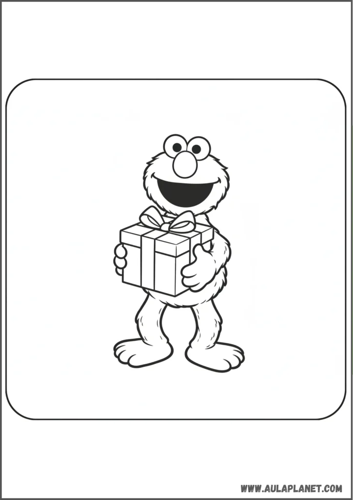 Elmo con regalo para colorear