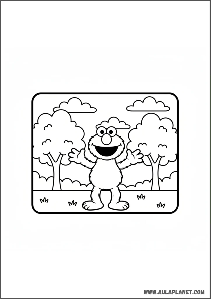 Elmo en el parque para colorear