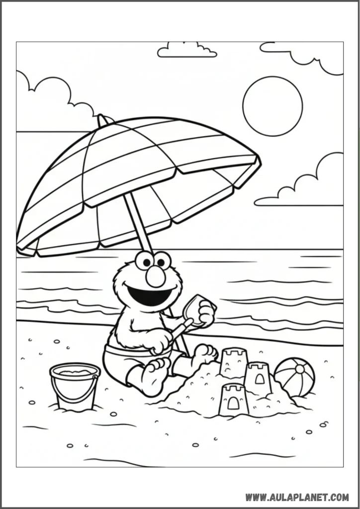 Elmo en la playa para colorear