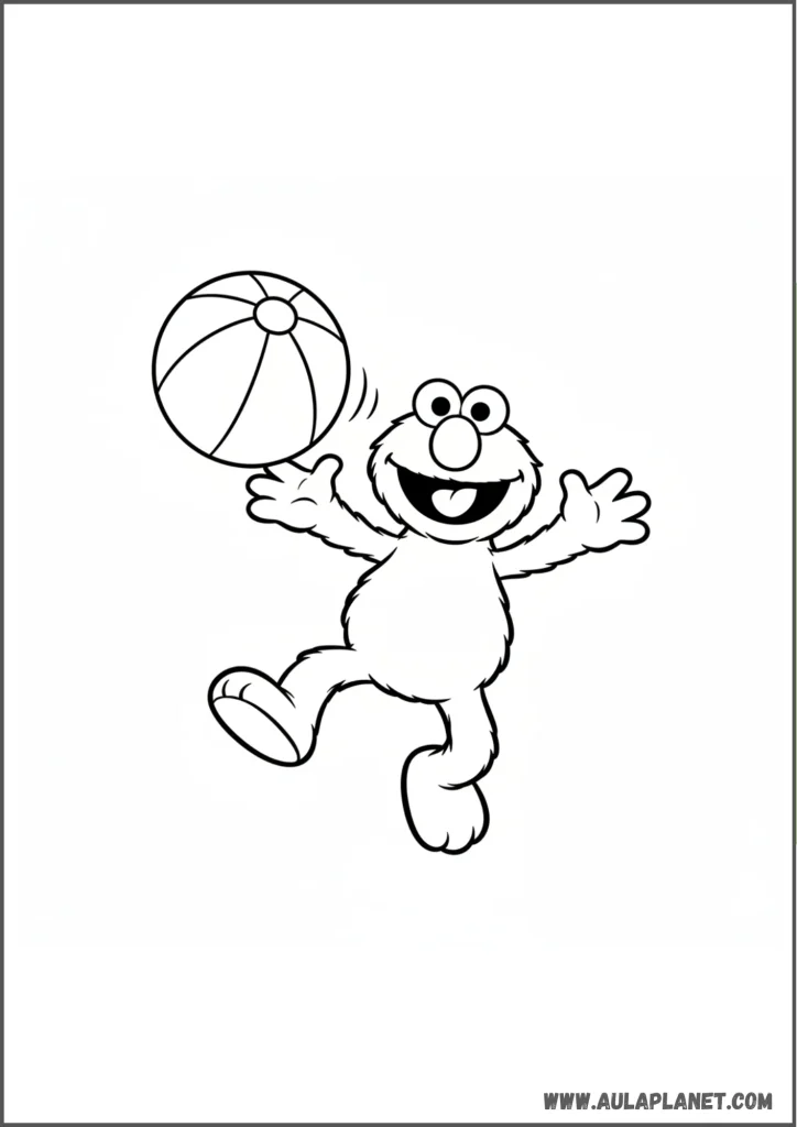 Elmo jugando con pelota para colorear