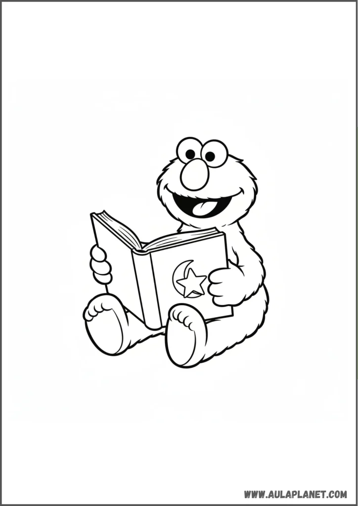 Elmo leyendo para colorear