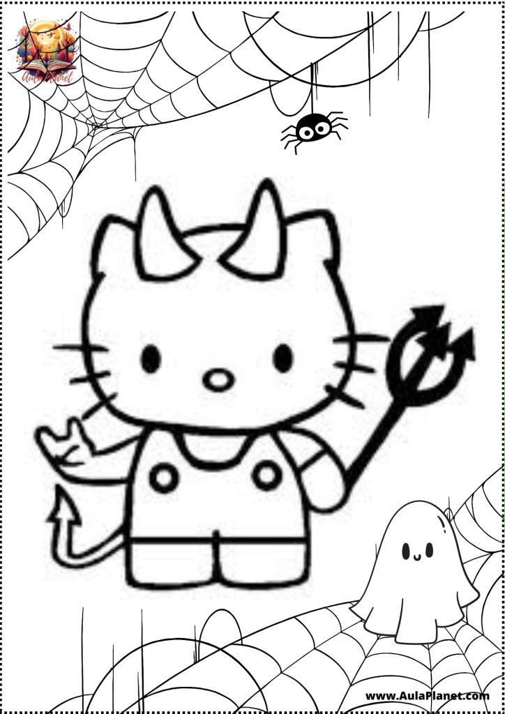 hello kitty halloween coloring page cute devil printable