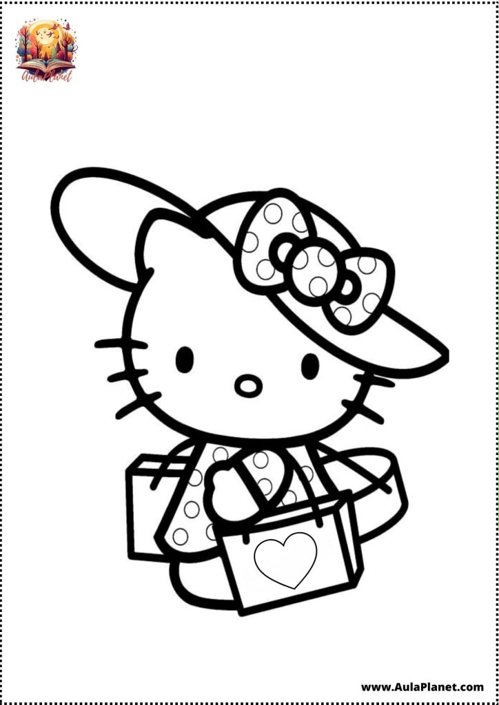 hello kitty handbag coloring page cute outfit printable