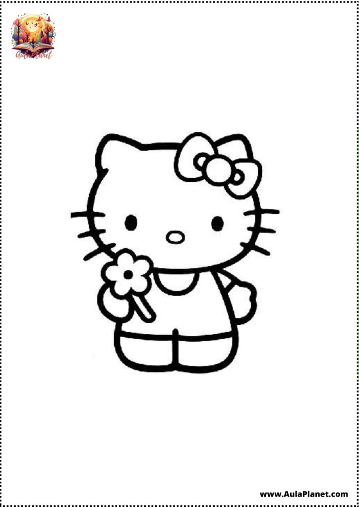 hello kitty flower coloring page simple printable