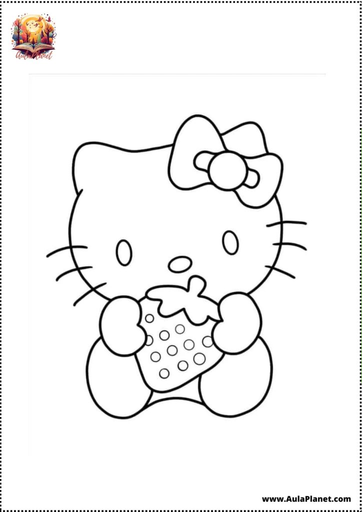 hello kitty strawberry coloring page fruit printable
