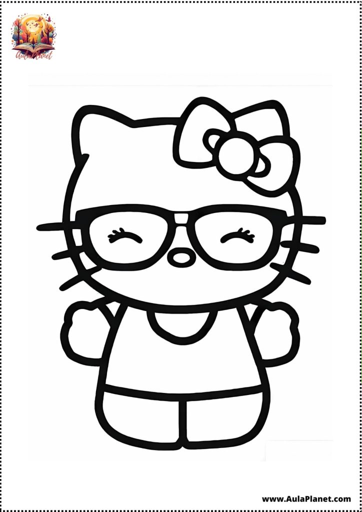hello kitty glasses coloring page modern printable
