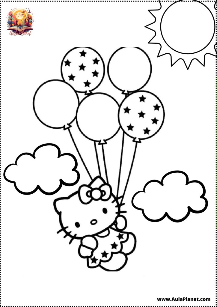 hello kitty balloons coloring page sky printable