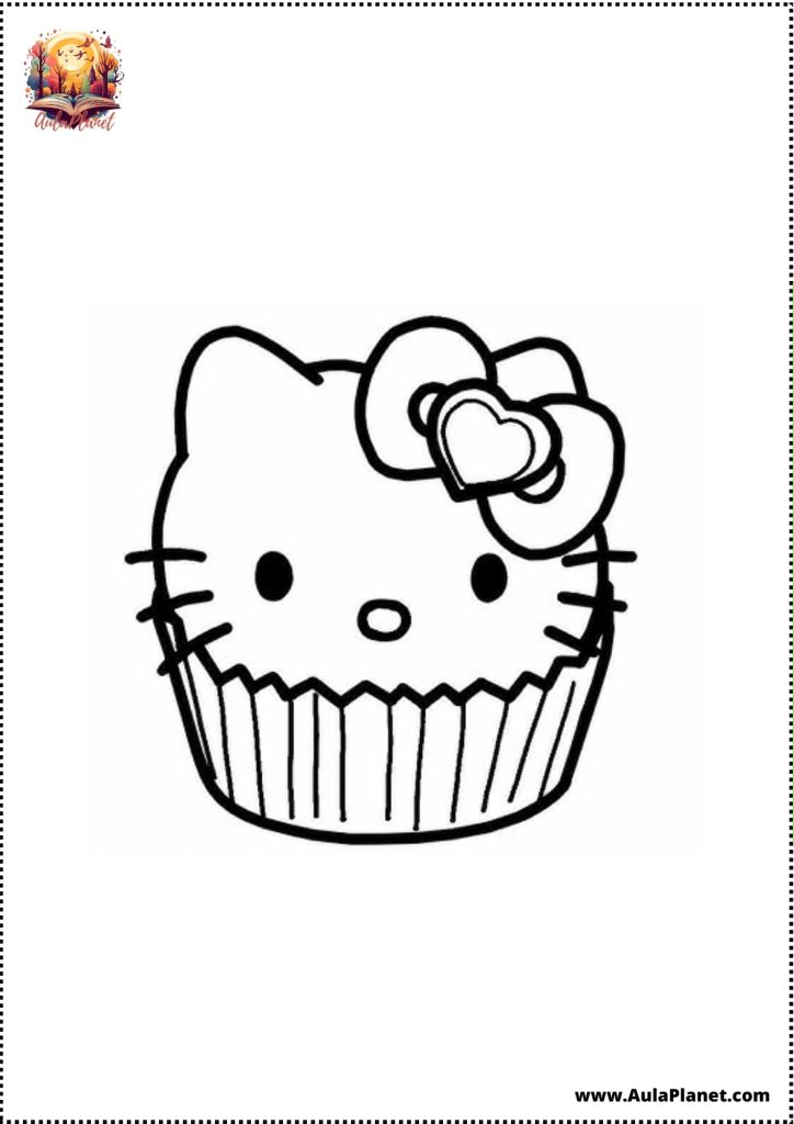 hello kitty cupcake coloring page dessert printable