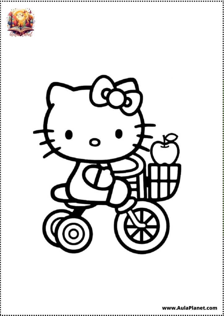 hello kitty bicycle coloring page kids printable