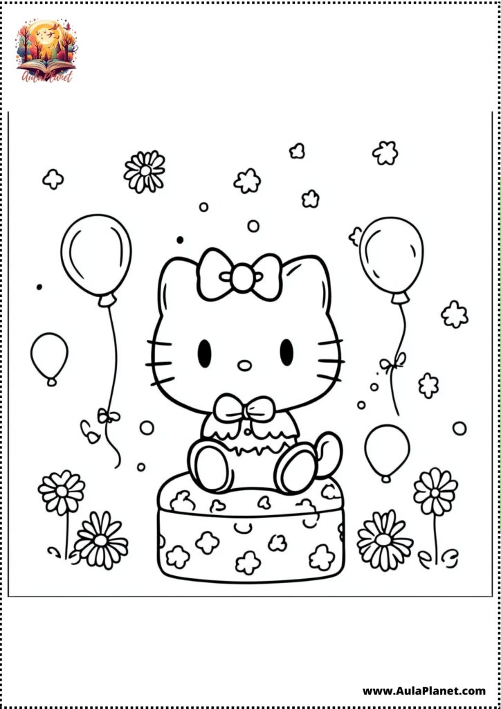hello kitty party balloons coloring page birthday printable