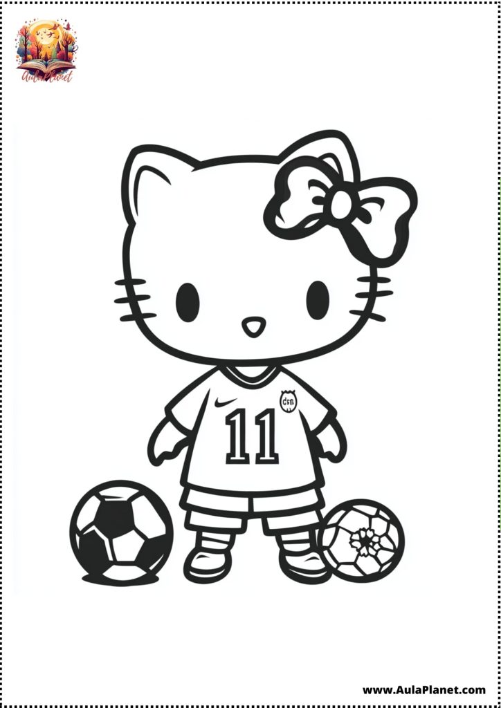 hello kitty soccer coloring page sports kids printable