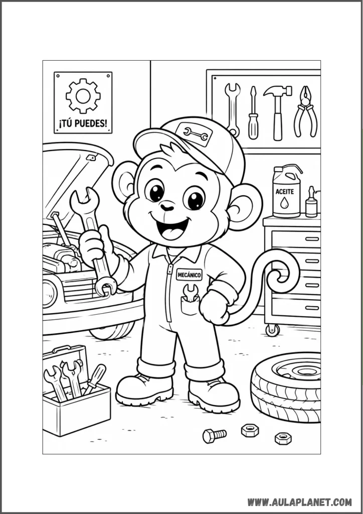 mechanic monkey coloring page