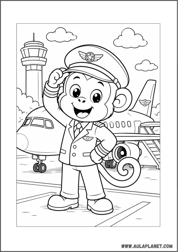 pilot monkey coloring page