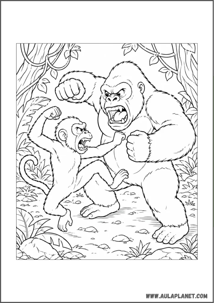 monkey vs gorilla coloring page