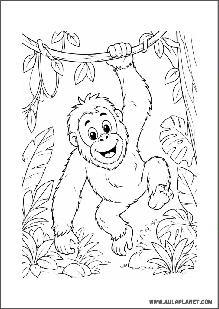 hanging orangutan coloring page