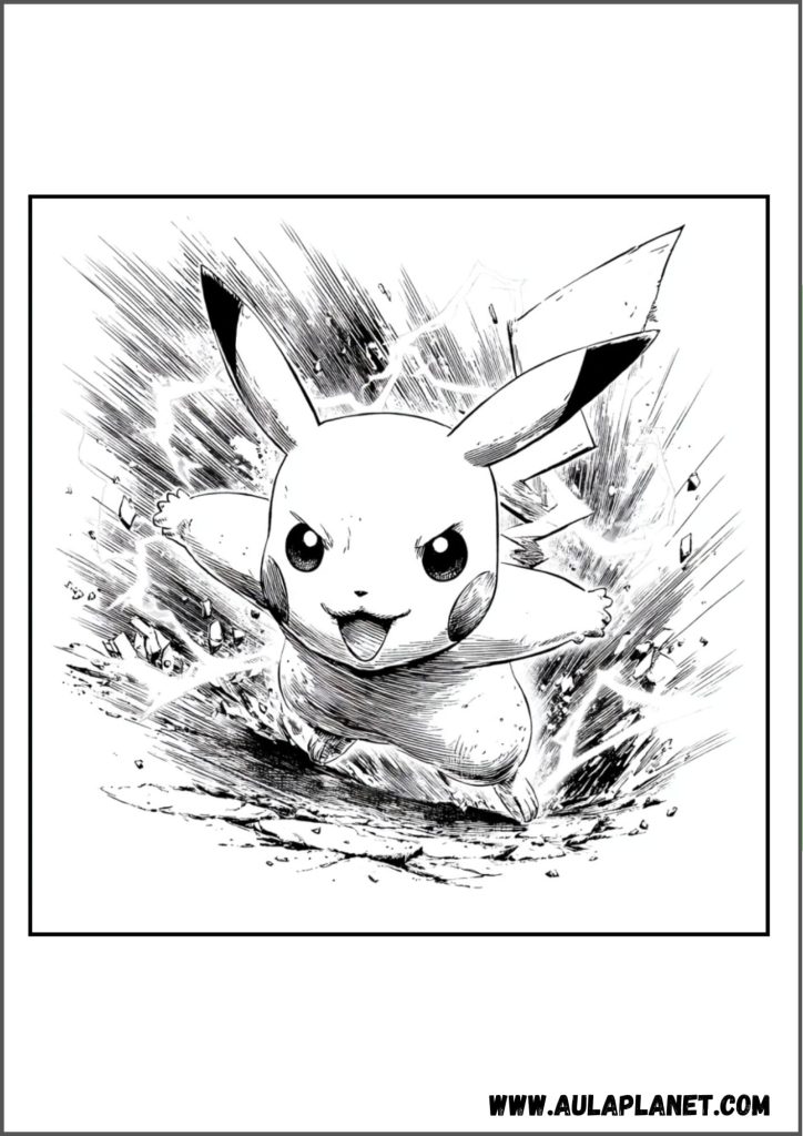 Pikachu atacando para colorear