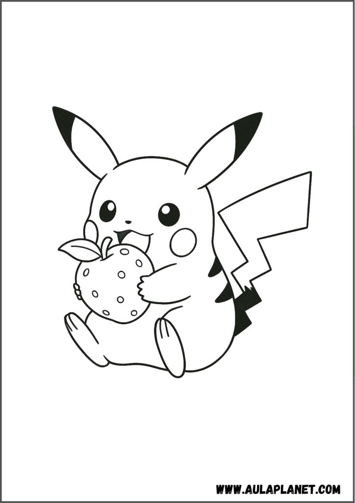 Pikachu comiendo una fresa para colorear