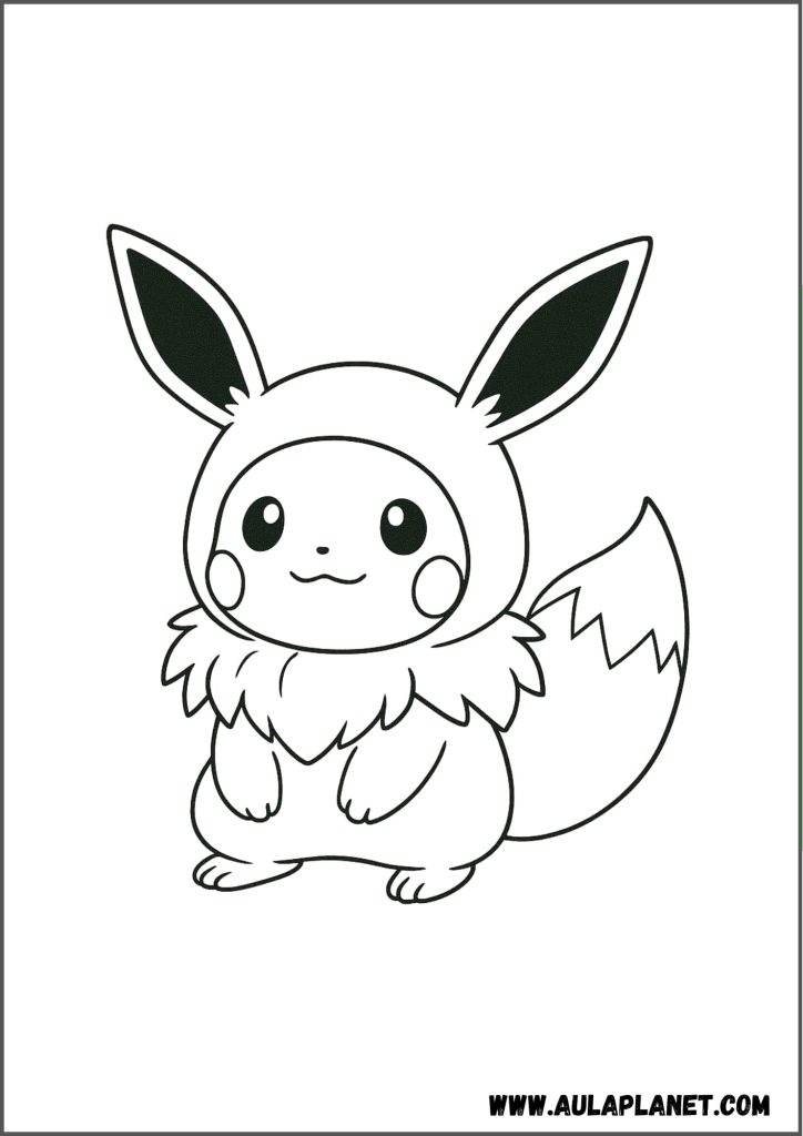 Pikachu disfrazado de Eevee para colorear