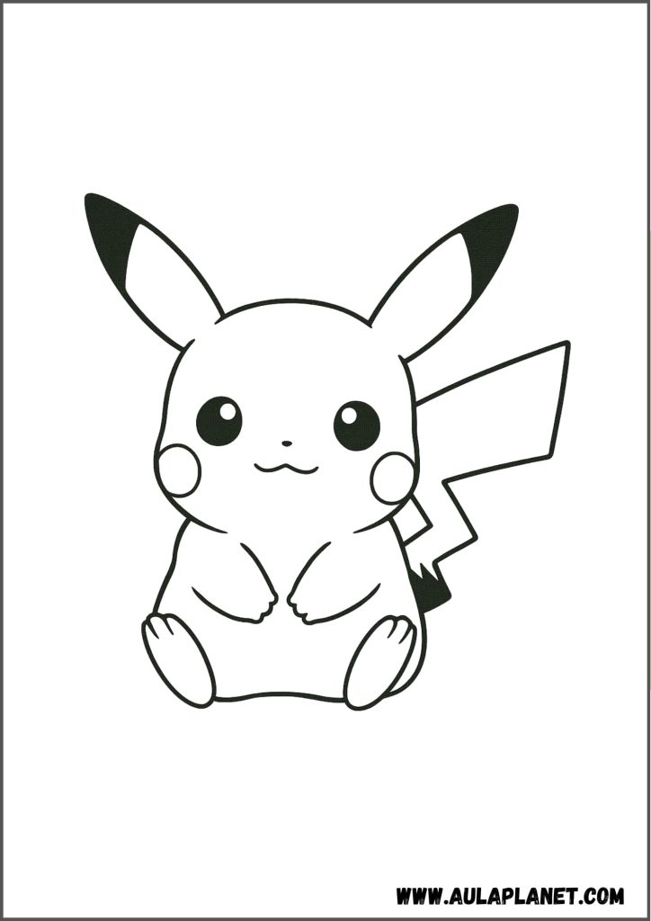 Pikachu sentado para colorear
