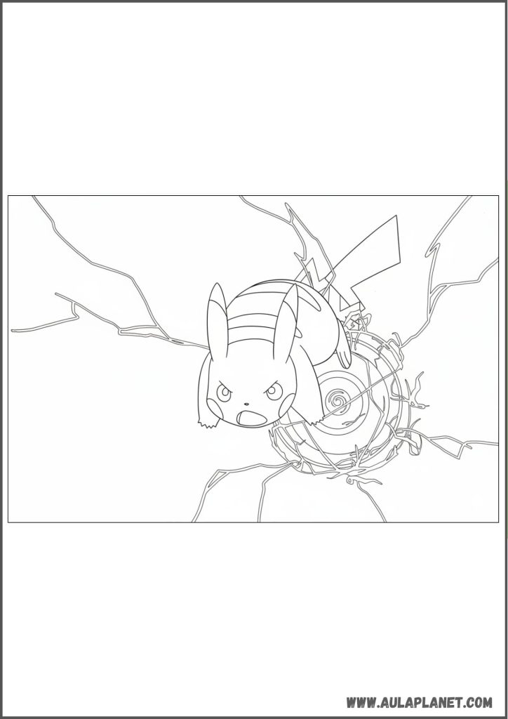 Pikachu usando un ataque electrico para colorear
