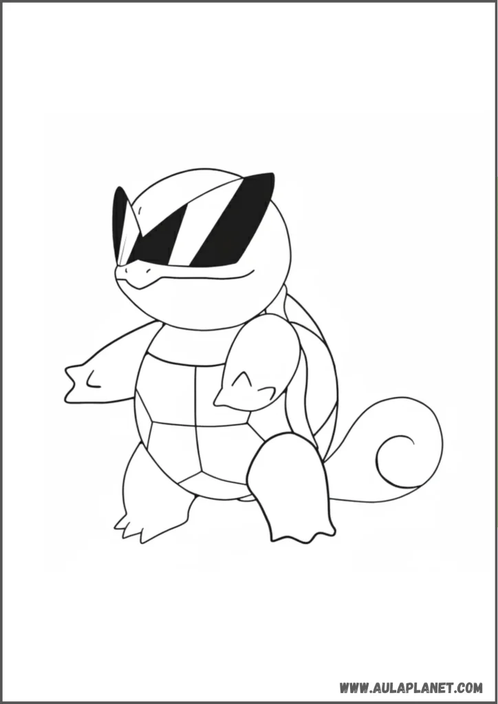 Squirtle con gafas para colorear