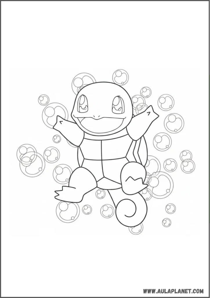 Squirtle entre burbujas para colorear