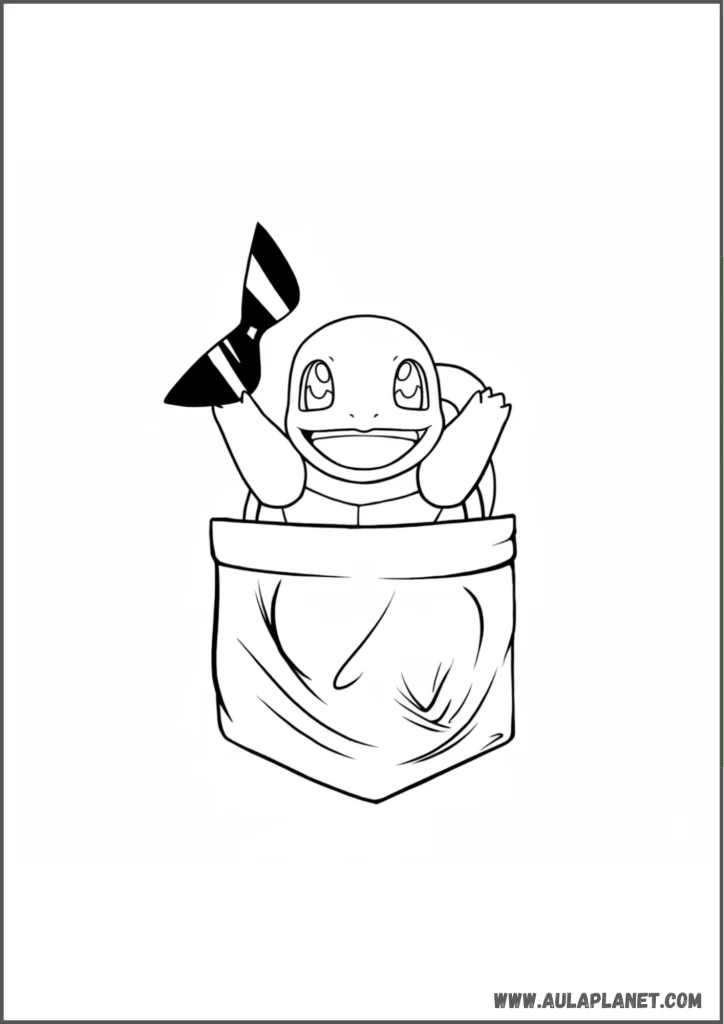 Squirtle saliendo de un bolsillo para colorear