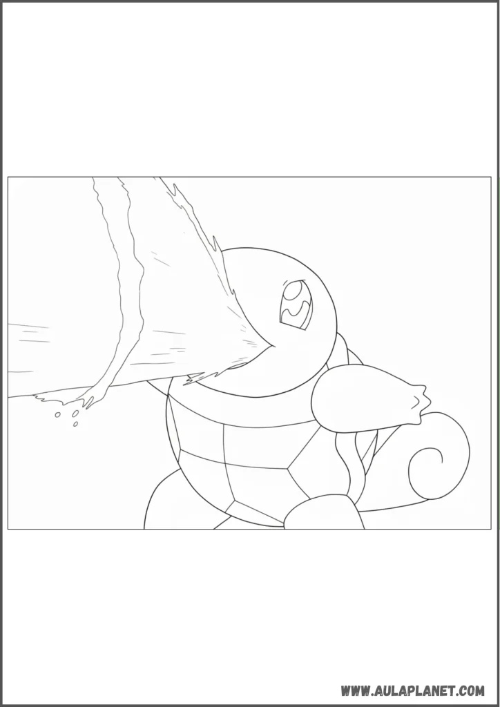 Squirtle usando su ataque pistola de agua para colorear