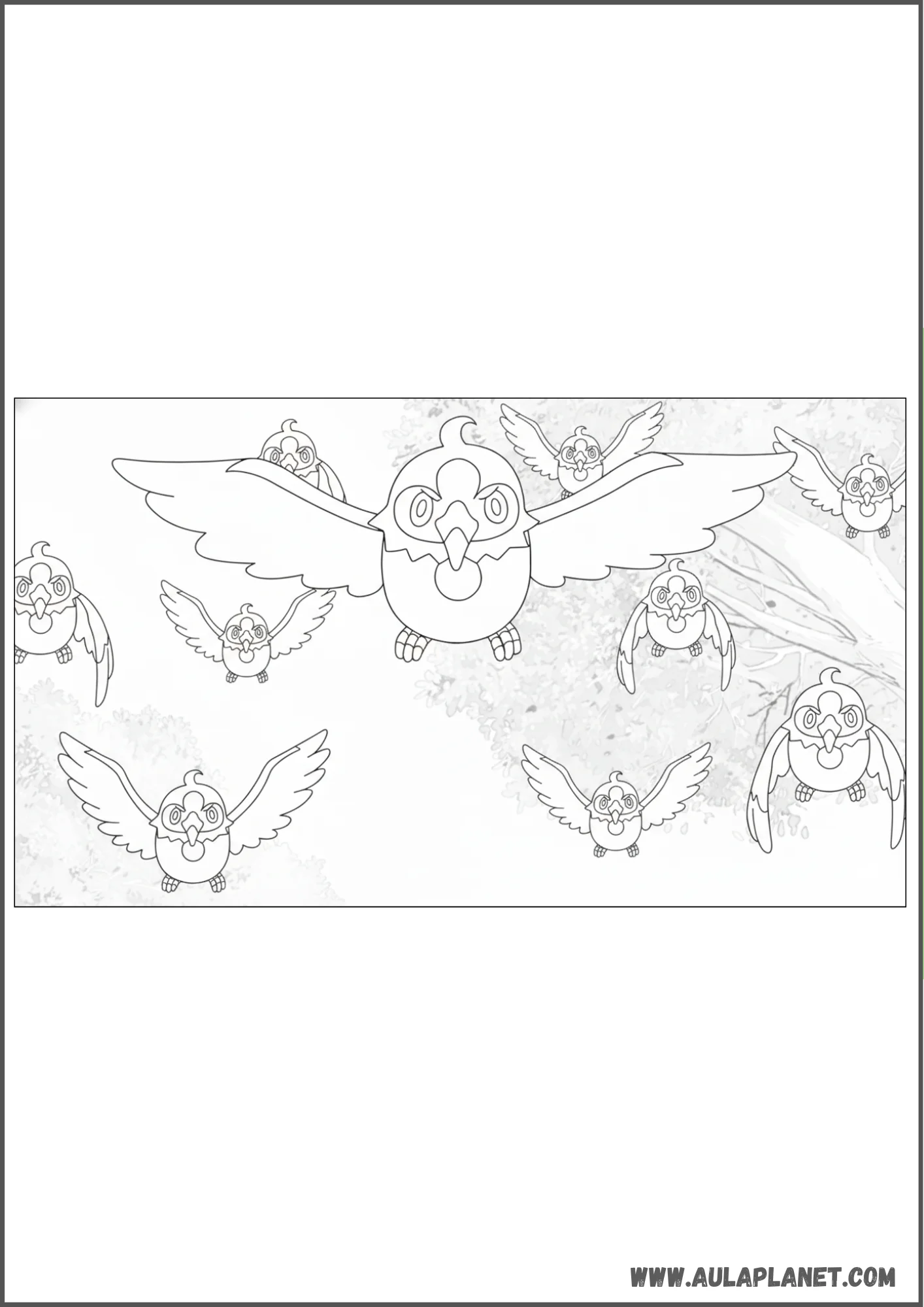 Varios Starly volando para colorear